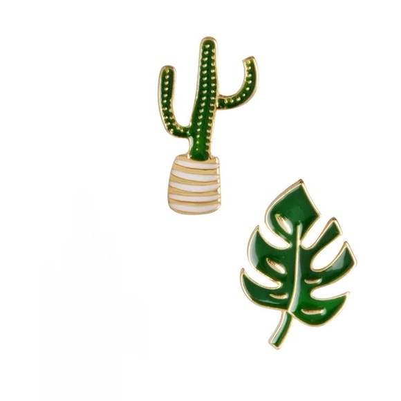 Buy 2 get 1 Free ❤️️ green planet leaf cactus pin - Picture 2 of 6